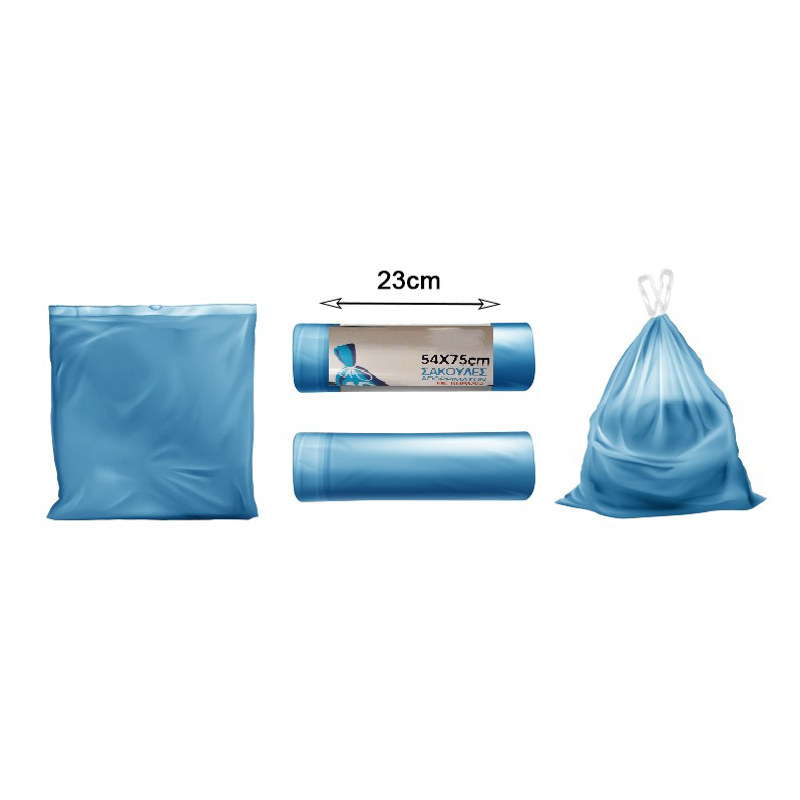 Αρωματικές Σακούλες Απορριμάτων με Κορδόνι 54x75cm 10τμχ Μπλε OEM 890054  
